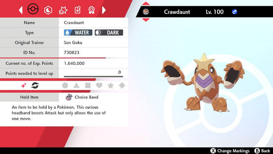 Pokemon Sword and Shield Shiny Crawdaunt 6IV-EV Trained - Pokemon4Ever