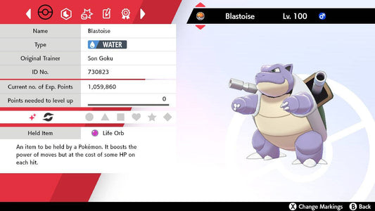 Pokemon Sword and Shield Shiny Blastoise 6IV-EV Trained - Pokemon4Ever