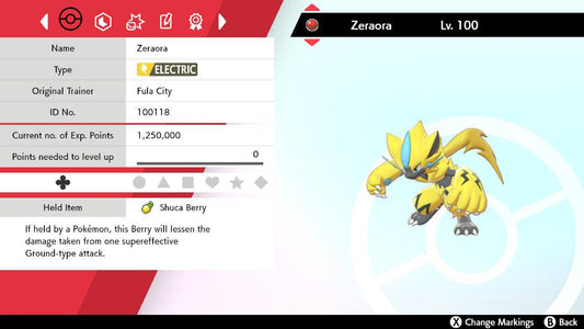 Pokemon Sword and Shield Zeraora 6IV-EV Trained - Pokemon4Ever