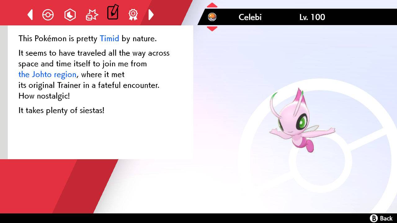 Pokemon Sword and Shield Ultra Shiny Celebi 6IV-EV Trained - Pokemon4Ever