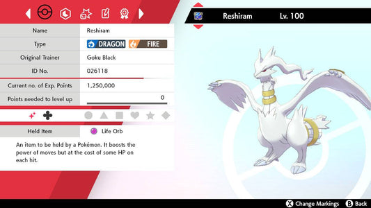 Pokemon Sword and Shield Ultra Shiny Reshiram 6IV-EV Trained - Pokemon4Ever