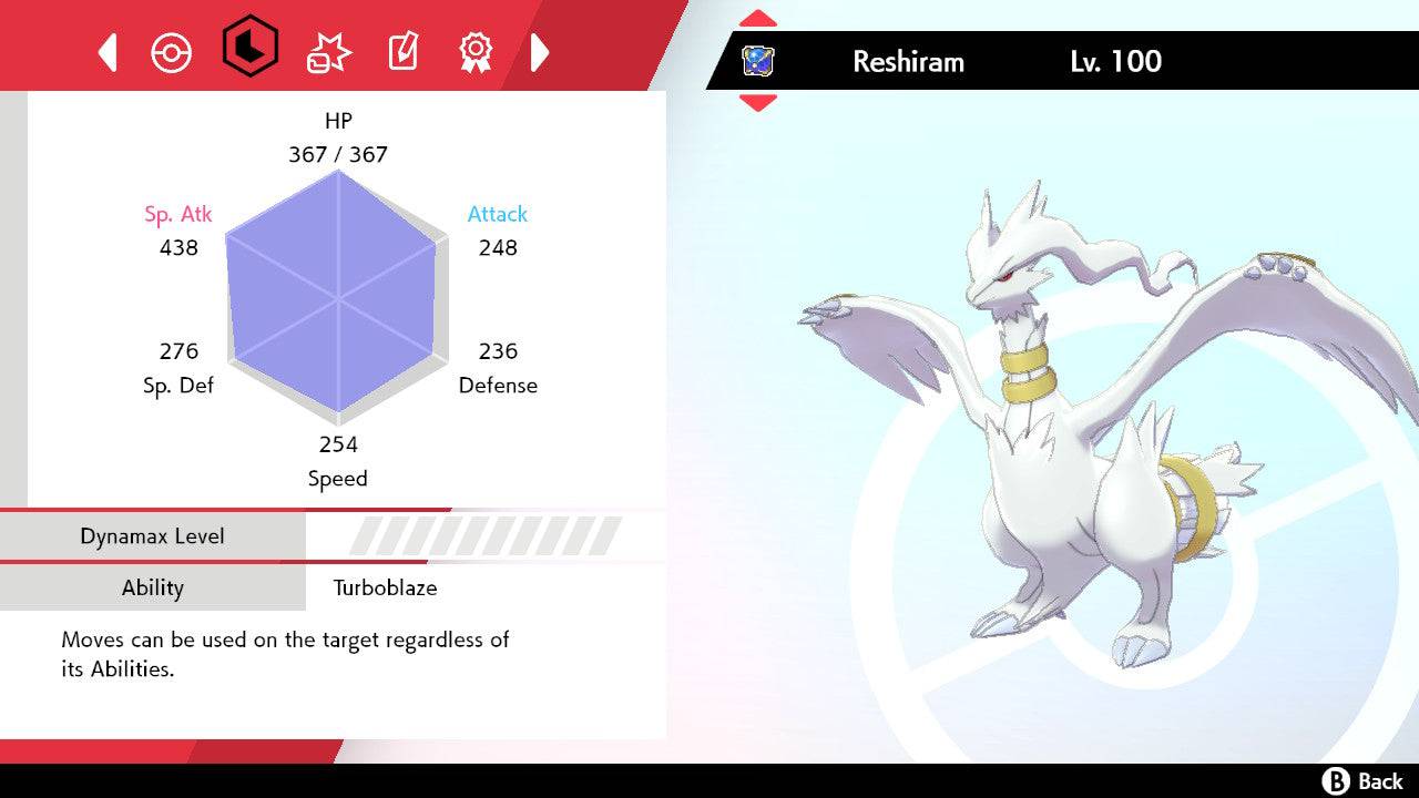 Pokemon Sword and Shield Ultra Shiny Reshiram 6IV-EV Trained - Pokemon4Ever