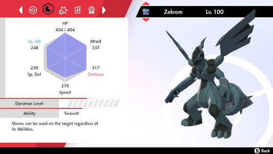 Pokemon Sword and Shield Ultra Shiny Zekrom 6IV-EV Trained - Pokemon4Ever