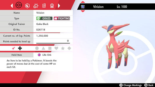 Pokemon Sword and Shield Shiny Virizion 6IV-EV Trained - Pokemon4Ever