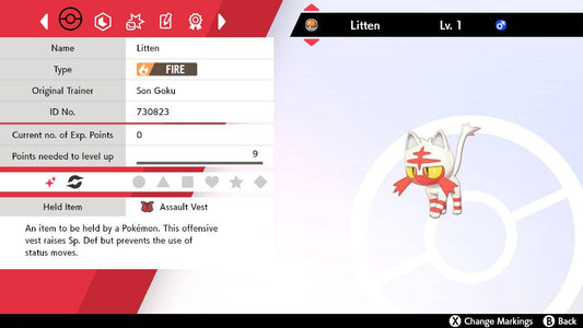 Pokemon Sword and Shield Shiny Litten 6IV-EV Trained - Pokemon4Ever