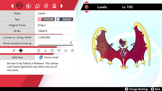 Pokemon Sword and Shield Shiny Ultra Shiny Lunala 6IV-EV Trained - Pokemon4Ever