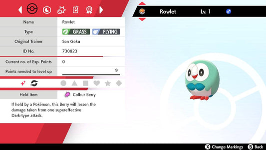 Pokemon Sword and Shield Shiny Rowlet 6IV-EV Trained - Pokemon4Ever