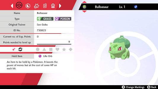 Pokemon Sword and Shield Shiny Bulbasaur 6IV-EV Trained - Pokemon4Ever