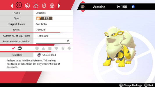 Pokemon Sword and Shield Shiny Arcanine 6IV-EV Trained - Pokemon4Ever