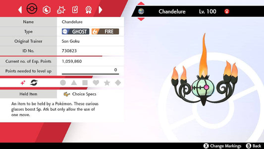 Pokemon Sword and Shield Shiny Chandelure 6IV-EV Trained - Pokemon4Ever