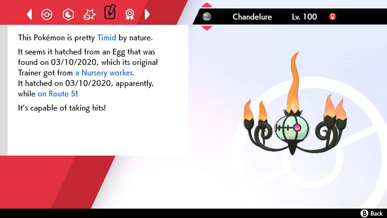 Pokemon Sword and Shield Shiny Chandelure 6IV-EV Trained - Pokemon4Ever