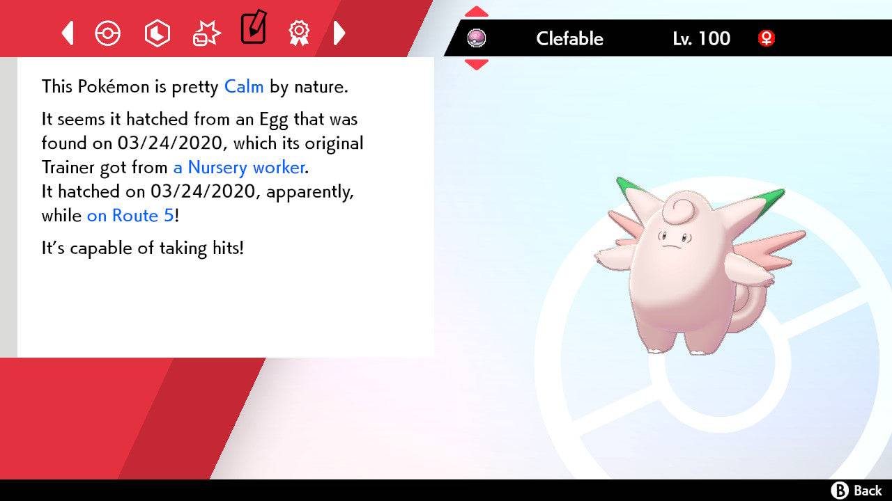 Pokemon Sword and Shield Shiny Clefable 6IV-EV Trained - Pokemon4Ever