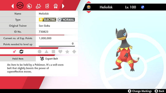 Pokemon Sword and Shield Shiny Heliolisk 6IV-EV Trained - Pokemon4Ever