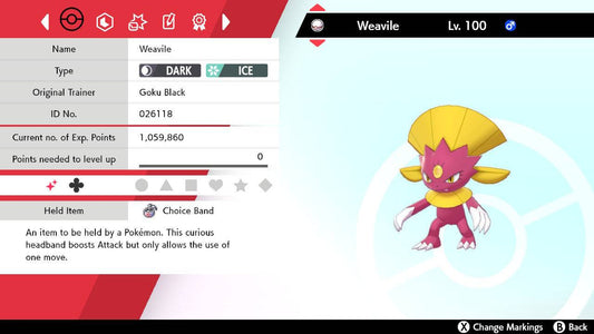 Pokemon Sword and Shield Shiny Weavile 6IV-EV Trained - Pokemon4Ever
