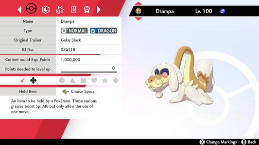 Pokemon Sword and Shield Shiny Drampa 6IV-EV Trained - Pokemon4Ever
