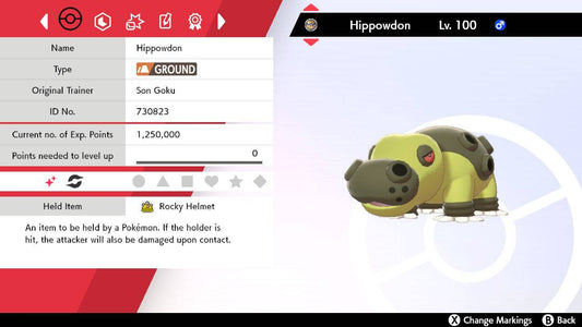 Pokemon Sword and Shield Shiny Hippowdon 6IV-EV Trained - Pokemon4Ever