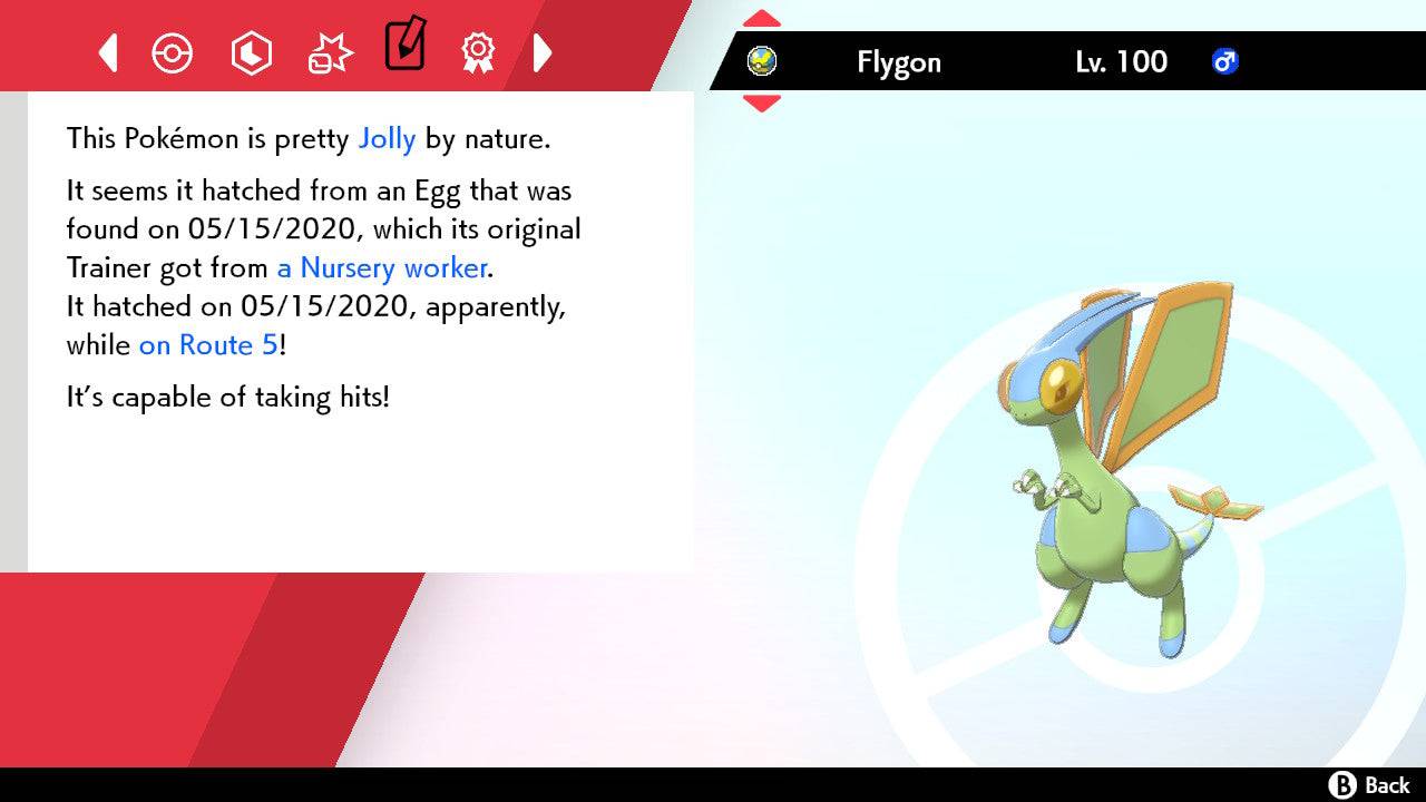 Pokemon Sword and Shield Shiny Flygon 6IV-EV Trained - Pokemon4Ever