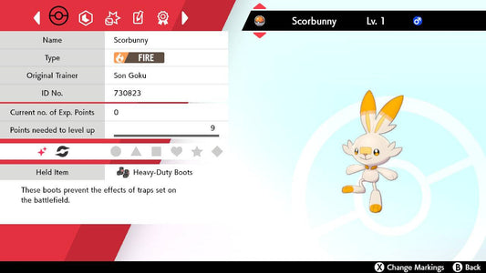 Pokemon Sword and Shield Ultra Shiny Hidden Ability Scorbunny 6IV-EV Trained - Pokemon4Ever