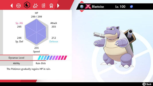 Pokemon Sword and Shield Shiny Gigantamax Blastoise 6IV-EV Trained - Pokemon4Ever
