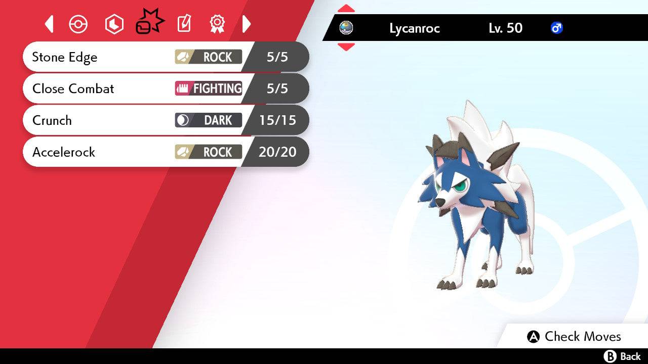 Pokemon Sword and Shield Shiny Dusk Form Lycanroc 6IV-EV Trained - Pokemon4Ever