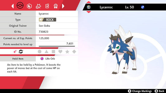 Pokemon Sword and Shield Shiny Dusk Form Lycanroc 6IV-EV Trained - Pokemon4Ever