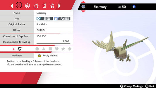 Pokemon Sword and Shield Shiny Skarmory 6IV-EV Trained - Pokemon4Ever
