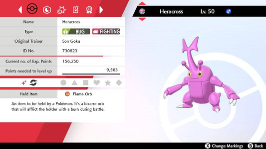 Pokemon Sword and Shield Shiny Heracross 6IV-EV Trained - Pokemon4Ever
