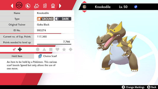 Pokemon Sword and Shield Shiny Krookodile 6IV-EV Trained - Pokemon4Ever