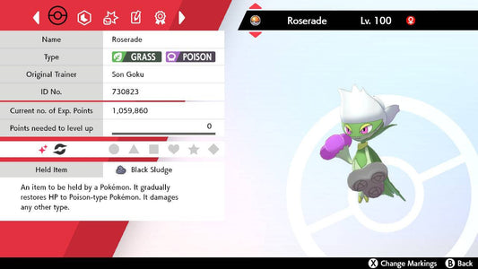 Pokemon Sword and Shield Shiny Roserade 6IV-EV Trained - Pokemon4Ever