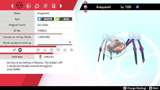 Pokemon Sword and Shield Shiny Araquanid 6IV-EV Trained - Pokemon4Ever