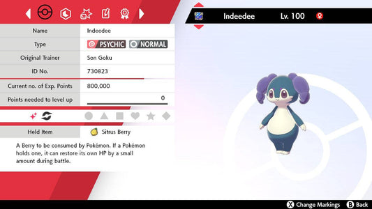 Pokemon Sword and Shield Ultra Shiny Indeedee 6IV-EV Trained - Pokemon4Ever