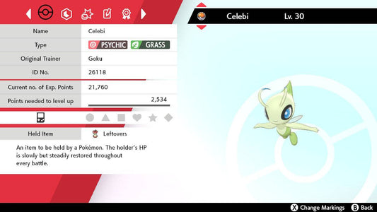 Pokemon Sword and Shield Celebi 6IV-EV Trained - Pokemon4Ever