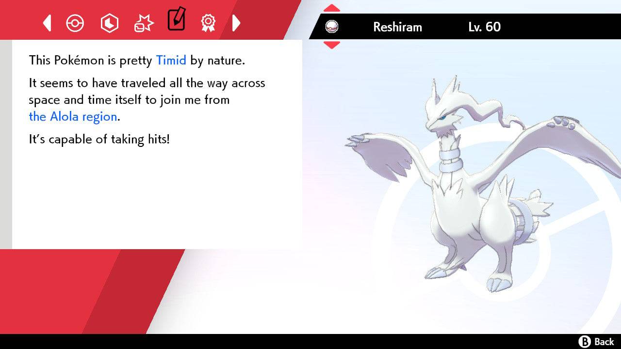 Pokemon Sword and Shield Reshiram 6IV-EV Trained - Pokemon4Ever