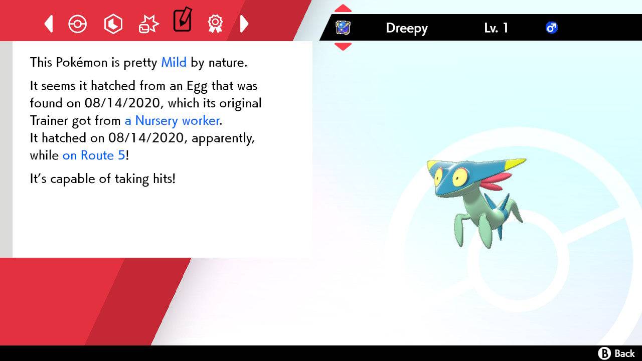Pokemon Sword and Shield Shiny Dreepy 6IV-EV Trained - Pokemon4Ever