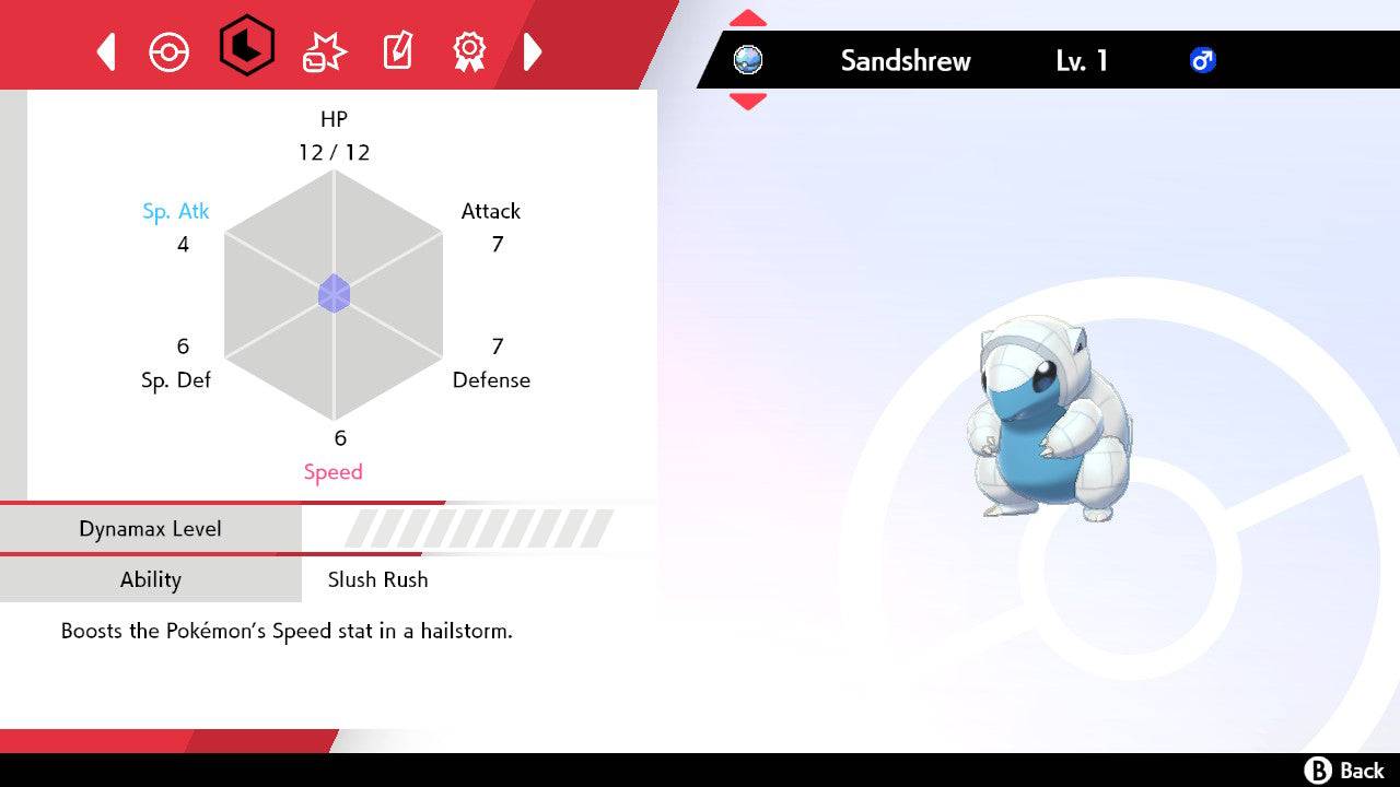 Pokemon Sword and Shield Shiny Alolan Sandshrew 6IV-EV Trained - Pokemon4Ever