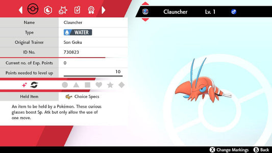 Pokemon Sword and Shield Shiny Clauncher 6IV-EV Trained - Pokemon4Ever