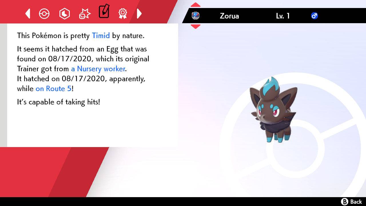Pokemon Sword and Shield Shiny Zorua 6IV-EV Trained - Pokemon4Ever