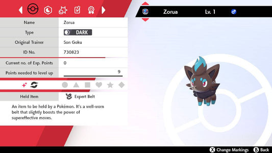 Pokemon Sword and Shield Shiny Zorua 6IV-EV Trained - Pokemon4Ever