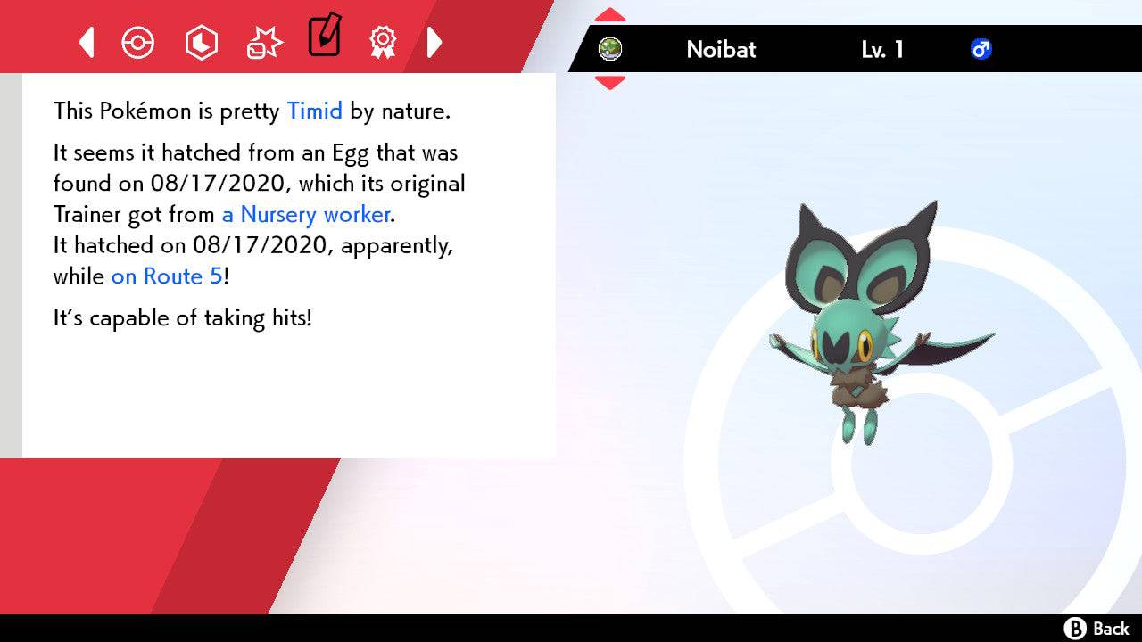 Pokemon Sword and Shield Shiny Noibat 6IV-EV Trained - Pokemon4Ever