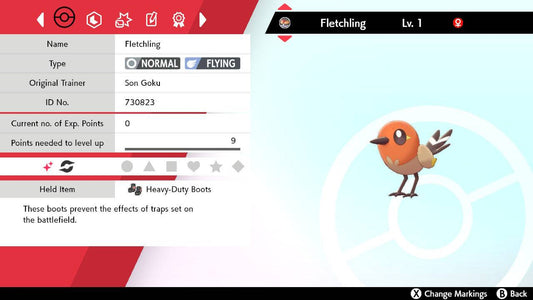 Pokemon Sword and Shield Shiny Fletchling 6IV-EV Trained - Pokemon4Ever