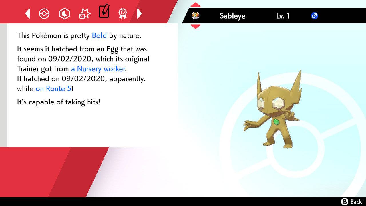 Pokemon Sword and Shield Shiny Sableye 6IV-EV Trained - Pokemon4Ever
