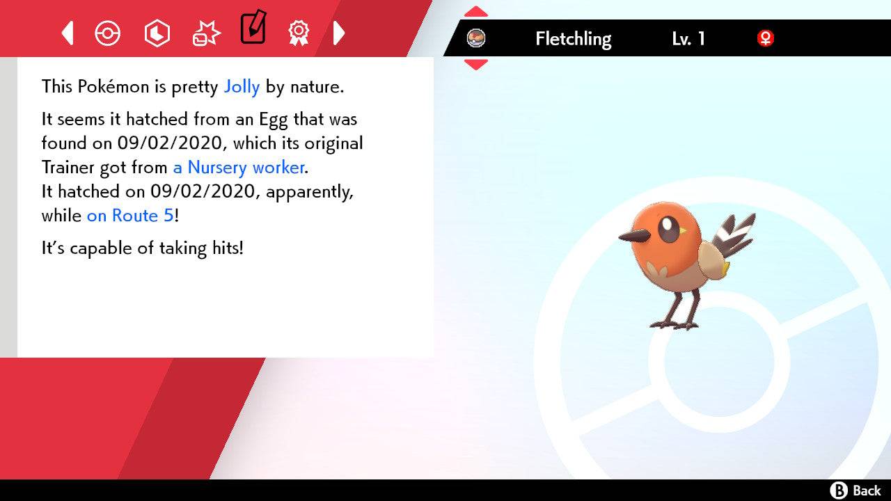 Pokemon Sword and Shield Shiny Fletchling 6IV-EV Trained - Pokemon4Ever