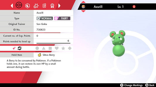 Pokemon Sword and Shield Shiny Azurill 6IV-EV Trained - Pokemon4Ever