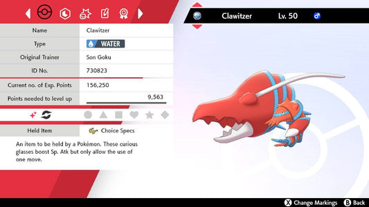 Pokemon Sword and Shield Ultra Shiny Clawitzer 6IV-EV Trained - Pokemon4Ever