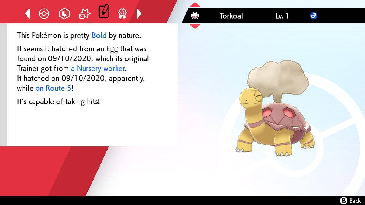 Pokemon Sword and Shield Shiny Torkoal 6IV-EV Trained - Pokemon4Ever
