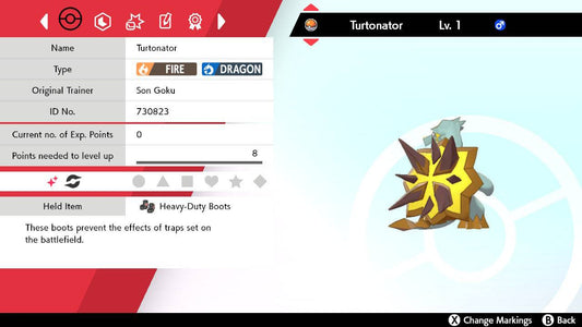 Pokemon Sword and Shield Shiny Turtonator 6IV-EV Trained - Pokemon4Ever