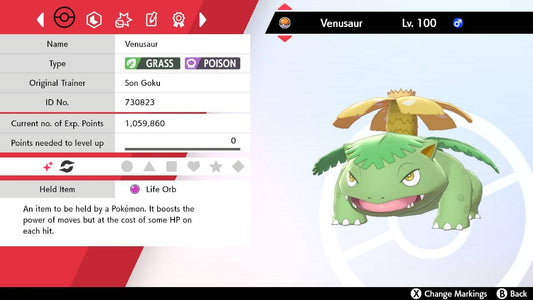Pokemon Sword and Shield Shiny Venusaur 6IV-EV Trained - Pokemon4Ever