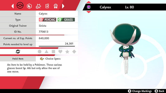 Pokemon Sword and Shield Calyrex 6IV-EV Trained - Pokemon4Ever