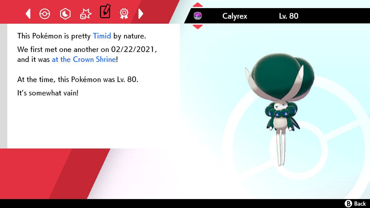 Pokemon Sword and Shield Calyrex 6IV-EV Trained - Pokemon4Ever