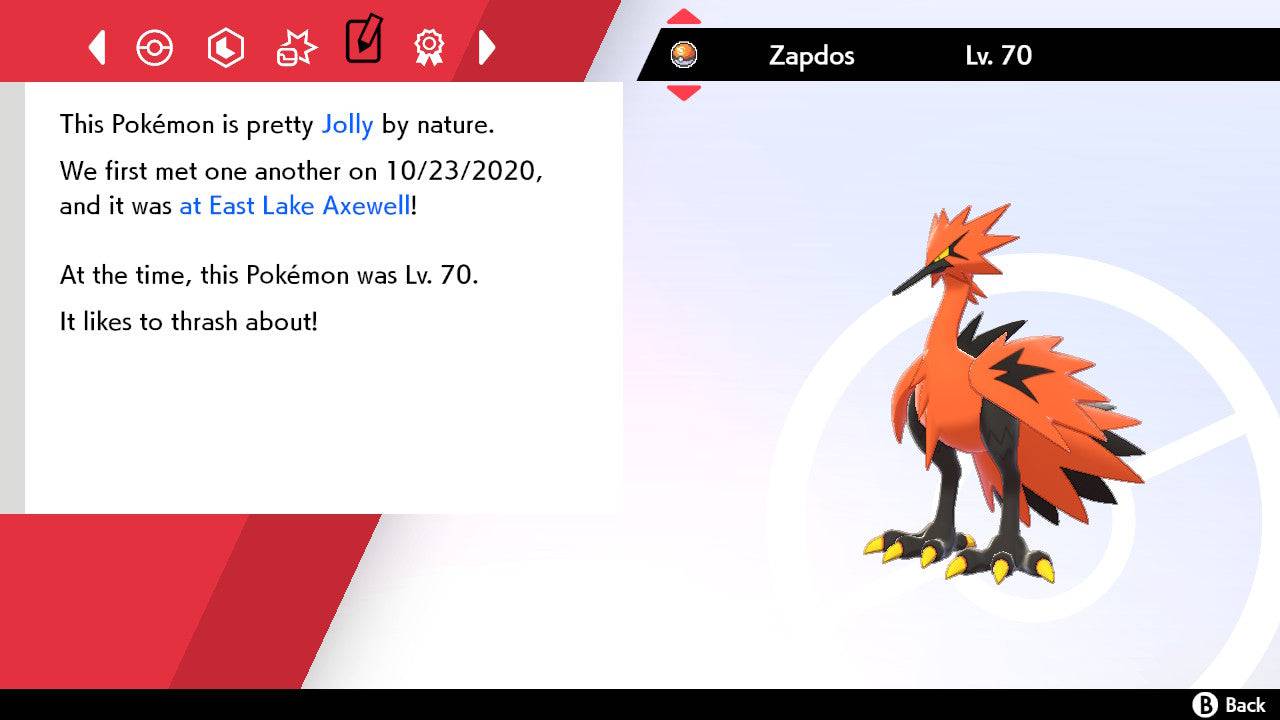 Pokemon Sword and Shield Galarian Zapdos 6IV-EV Trained - Pokemon4Ever